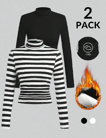 Set bluze 2 bucati SHEIN, alb/negru