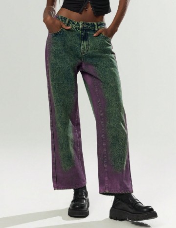 Blugi SHEIN, verde/mov