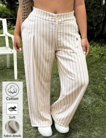 Pantaloni SHEIN CURVE, ecru Alb