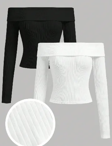 Set bluze 2 bucati Shein Kids, alb/negru