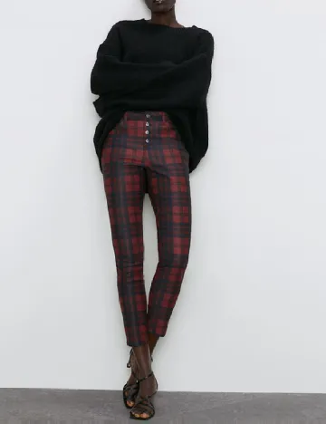 Pantaloni Zara, negru/rosu