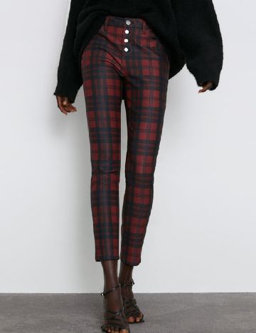 Pantaloni Zara, negru/rosu