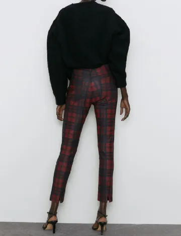 Pantaloni Zara, negru/rosu