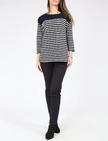 Bluza Pull&Bear, alb/bleumarin Albastru