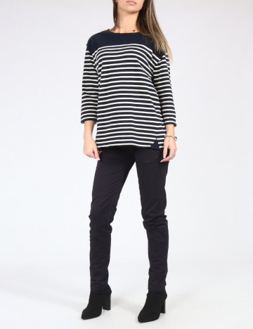Bluza Pull&Bear, alb/bleumarin