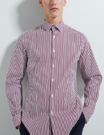 Camasa Zara, alb/visiniu