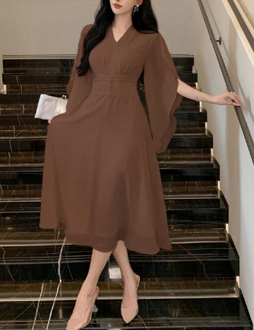 Rochie medie Dazy, maro