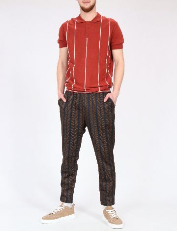 Pantaloni Zara, negru/maro