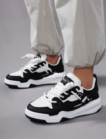 Adidasi SHEIN, alb/negru