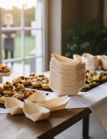 Recipiente din bambus pentru aperitive, 12 buc, crem