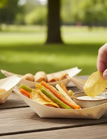 Recipiente din bambus pentru aperitive, 12 buc, crem