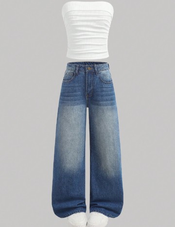 Compleu Shein Kids, alb/albastru