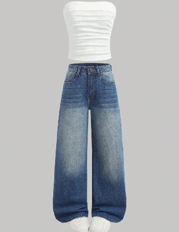 Compleu Shein Kids, alb/albastru