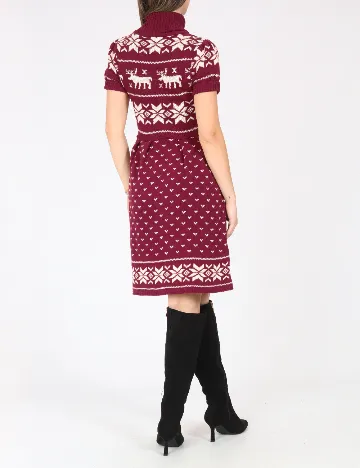 Rochie scurta Zara, visiniu/ecru