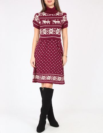 Rochie scurta Zara, visiniu/ecru