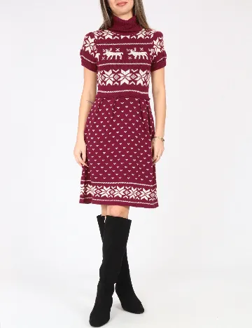 Rochie scurta Zara, visiniu/ecru