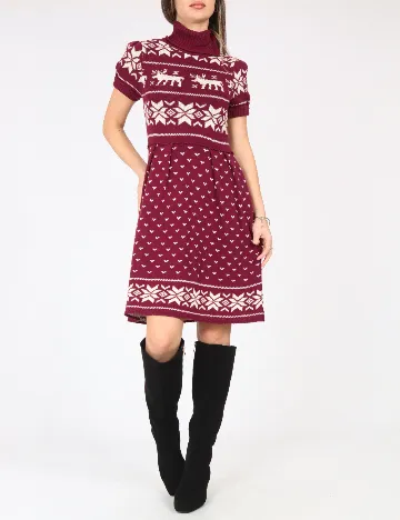 Rochie scurta Zara, visiniu/ecru