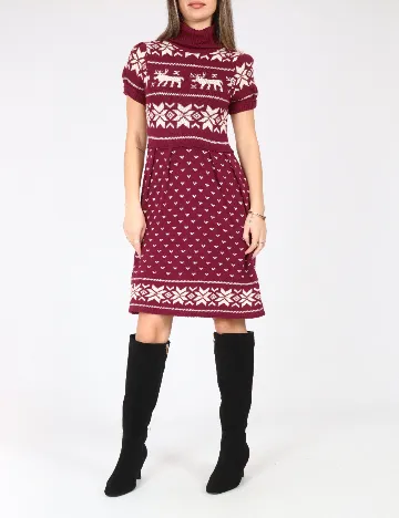 Rochie scurta Zara, visiniu/ecru