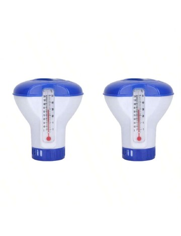 Set 2 termometre plutitoare pentru piscina SHEIN, alb/albastru