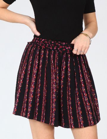 Pantaloni scurti Zara, negru/ floral print