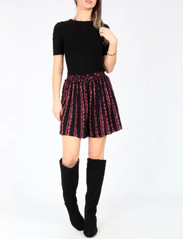 Pantaloni scurti Zara, negru/ floral print