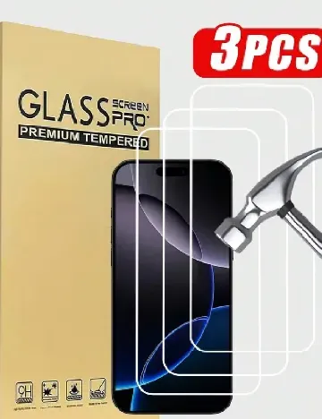 Set folie sticla pentru Iphone 15 Pro Max  3 bucati SHEIN, negru Negru