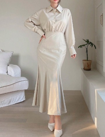 Rochie lunga Dazy, bej