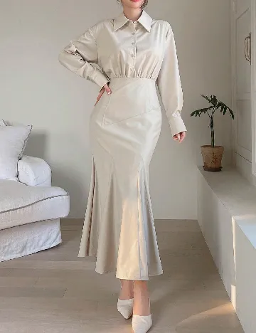 Rochie lunga Dazy, bej