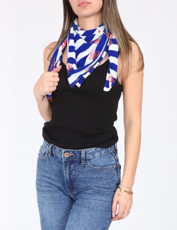 Esarfa Zara, albastru/alb