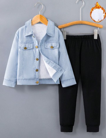 Compleu Shein Kids, albastru/negru