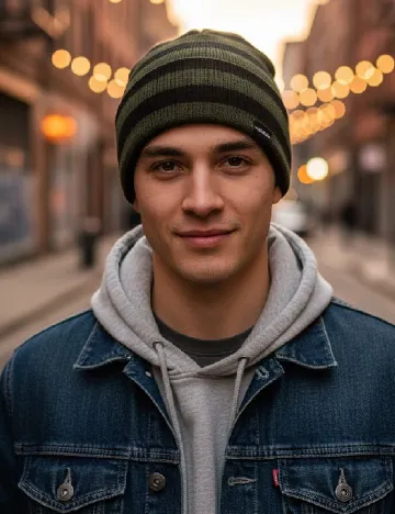 Caciula Pull&Bear, verde/negru