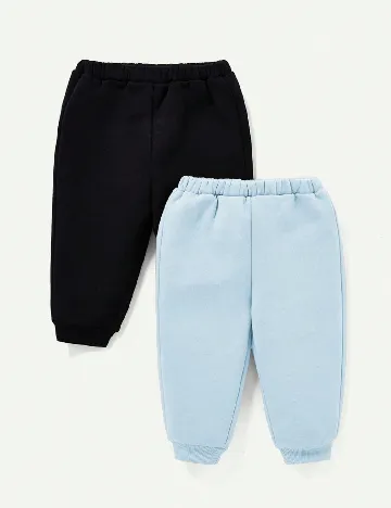 Set pantaloni 2 perechi Shein Kids, bleu/negru