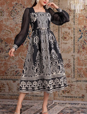 Rochie medie SHEIN, negru/ecru