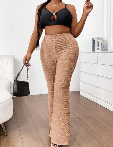 Pantaloni SHEIN CURVE, maro deschis