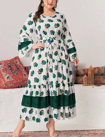 Rochie medie SHEIN CURVE, alb/verde Alb