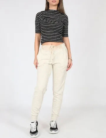 Pantaloni Pull&Bear, ecru Alb