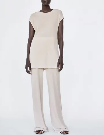 Pantaloni Zara, ecru