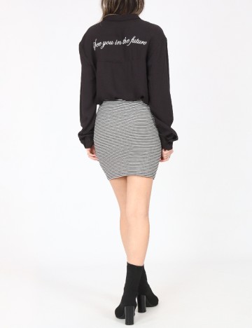 Fusta Pull&Bear, alb/negru