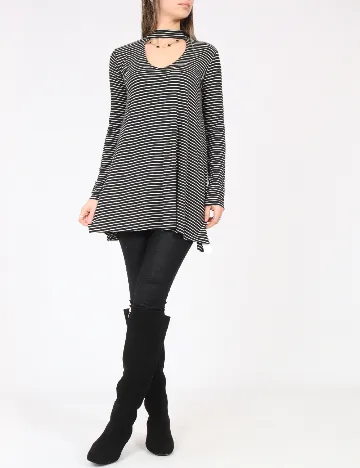 Bluza Bershka, alb/negru Negru