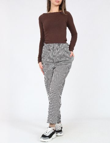 Pantaloni Zara, negru/alb