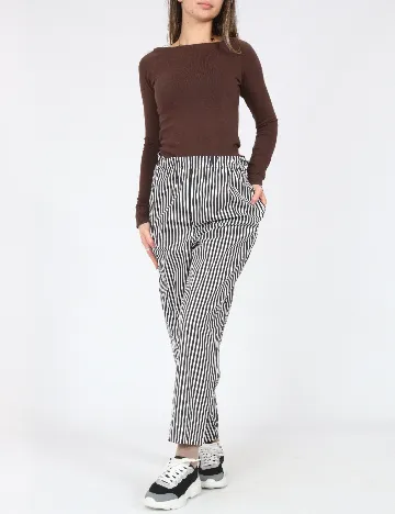 Pantaloni Zara, negru/alb Negru