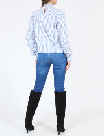 Bluza Bershka, alb/albastru