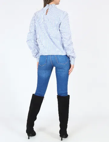 Bluza Bershka, alb/albastru Albastru