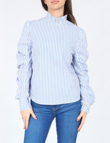 Bluza Bershka, alb/albastru