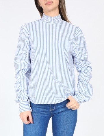Bluza Bershka, alb/albastru