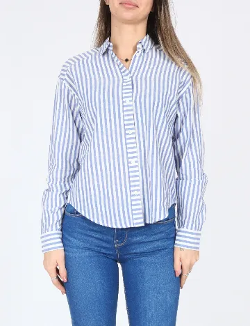 Camasa Bershka, albastru/alb Albastru