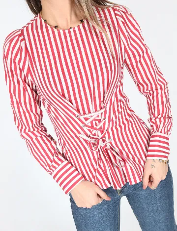 Bluza Bershka, rosu/alb Rosu