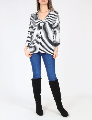 Bluza Bershka, alb/negru