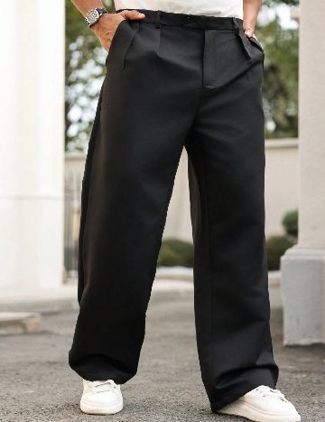 Pantaloni SHEIN Plus Size Men, negru