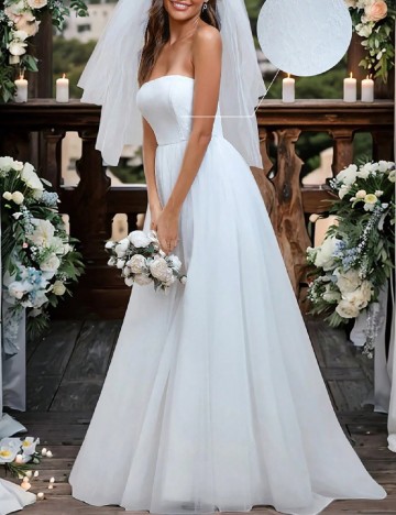 Rochie lunga Ever-Pretty, alb